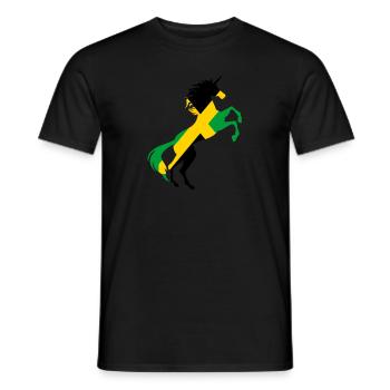 Einhorn Jamaika Flagge Shirt Magisches Einhorn Jamaika - Männer T-Shirt - Schwarz - Vorne - AI Model Male 178 light (178cm)