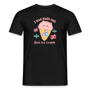 J’adore les chats mathématiques et les glaces - T-shirt homme - noir - Devant - AI Model Male 178 light (178cm)