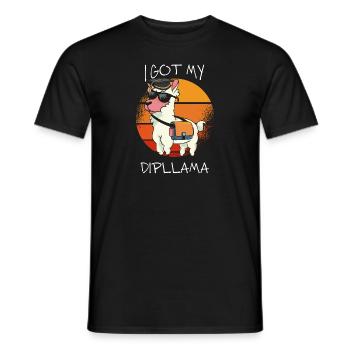 LLama Lover - I Got My Dipllama - Vintage School - Men's T-Shirt - black - Front - AI Model Male 178 light (178cm)