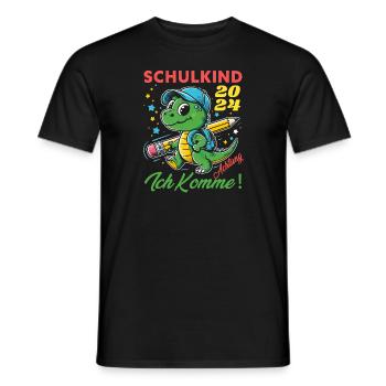 Einschulung Junge Geschenk Dino Achtung Ich Komme - Männer T-Shirt - Schwarz - Vorne - AI Model Male 178 light (178cm)