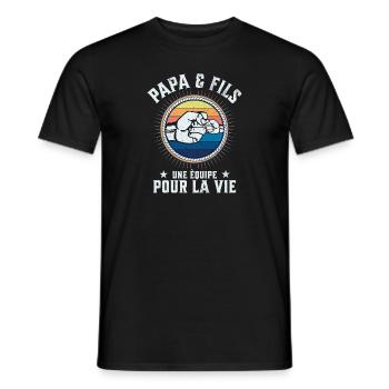 Father and Son A Team for Life Funny Gift - Men's T-Shirt - black - Front - AI Model Male 178 light (178cm)