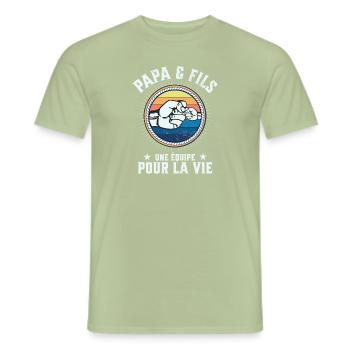Father and Son A Team for Life Funny Gift - Men's T-Shirt - sage - Front - AI Model Male 178 light (178cm)