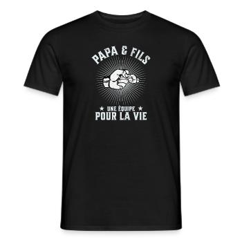 Father and Son A Team for Life Funny Gift - Men's T-Shirt - black - Front - AI Model Male 178 light (178cm)