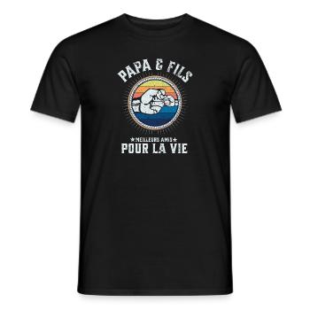 Father and Son A Team for Life Funny Gift - Men's T-Shirt - black - Front - AI Model Male 178 light (178cm)