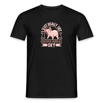 J’adore mon cochon Chester White - T-shirt homme - noir - Devant - AI Model Male 178 light (178cm)