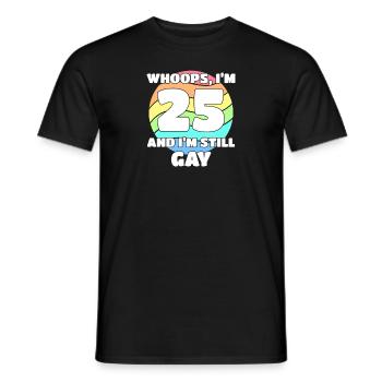 Gay Pride drôle - 25e anniversaire 25 BDay Lesbienne - T-shirt homme - noir - Devant - AI Model Male 178 light (178cm)