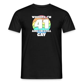 41. Geburtstag 41 BDay Lesbisch Schwul Bi Trans - - Männer T-Shirt - Schwarz - Vorne - AI Model Male 178 light (178cm)