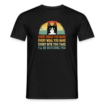 Drôle de chat Chaque repas que vous préparez Chaque collation que vous préparez - T-shirt homme - noir - Devant - AI Model Male 178 light (178cm)