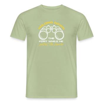 Tenir le fort pendant qu’il patrouille à la frontière - T-shirt homme - vert sauge - Devant - AI Model Male 178 light (178cm)