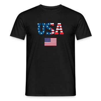 USA Stars Stripes Bold Letters - Men's T-Shirt - black - Front - AI Model Male 178 light (178cm)