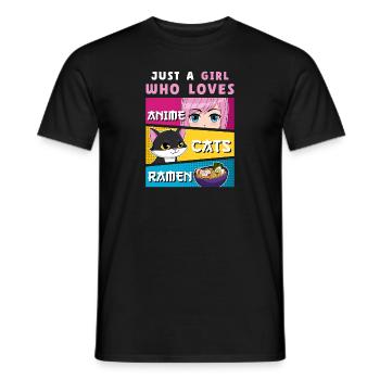 Just a Girl Who Loves Anime Cats Ramen - Männer T-Shirt - Schwarz - Vorne - AI Model Male 178 light (178cm)