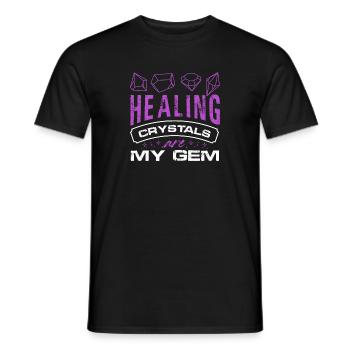 Healing Crystals Are My Gem Asian Medicine Reike - Men's T-Shirt - black - Front - AI Model Male 178 light (178cm)