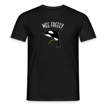 Wee Freely T-Shirt - Funny Killer Whale Orca Pun - Men's T-Shirt - black - Front - AI Model Male 178 light (178cm)