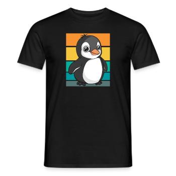 Pingouin rétro - T-shirt homme - noir - Devant - AI Model Male 178 light (178cm)
