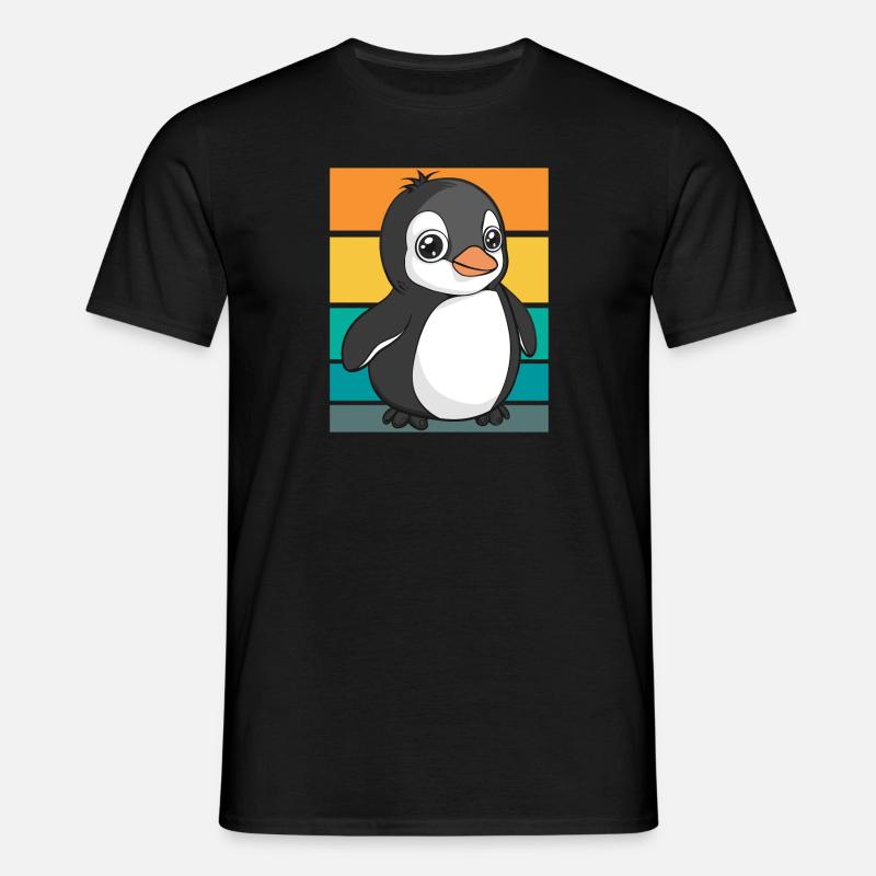Pinguin Retro - Männer T-Shirt - Schwarz