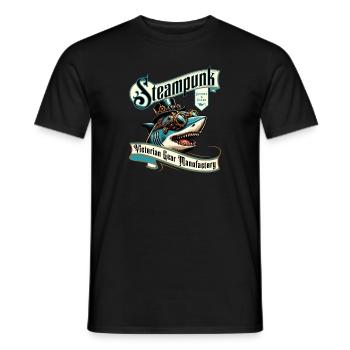 Steampunk Hai Comic - Männer T-Shirt - Schwarz - Vorne - AI Model Male 178 light (178cm)