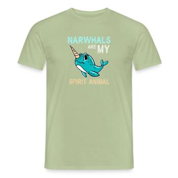 Narval sont mon Animal Drôle Mignon Mer Drôle - T-shirt homme - vert sauge - Devant - AI Model Male 178 light (178cm)