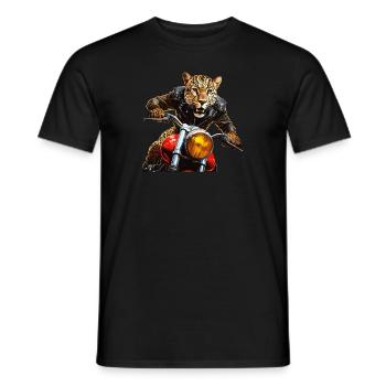 LEOPARD MOTORRAD - Männer T-Shirt - Schwarz - Vorne - AI Model Male 178 light (178cm)