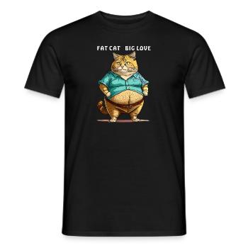 FAT CAT BIG LOVE - Männer T-Shirt - Schwarz - Vorne - AI Model Male 178 light (178cm)