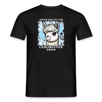 ALPAKA LIEBLINGSTIER - Männer T-Shirt - Schwarz - Vorne - AI Model Male 178 light (178cm)