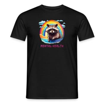 RACCOON Santé mentale - T-shirt homme - noir - Devant - AI Model Male 178 light (178cm)