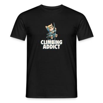 Chat accro à l’escalade - T-shirt homme - noir - Devant - AI Model Male 178 light (178cm)