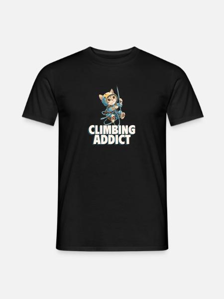 Climbing Addict Cat - Männer T-Shirt - Schwarz