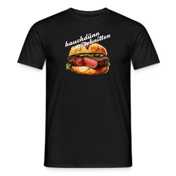 STEAK wafer-thin sliced - Men's T-Shirt - black - Front - AI Model Male 178 light (178cm)