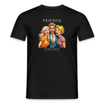 FREUNDE FRIENDS FOR EVER - Men's T-Shirt - black - Front - AI Model Male 178 light (178cm)
