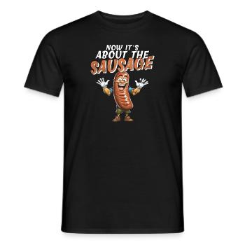 MAINTENANT, IL S’AGIT DE LA SAUCISSE - T-shirt homme - noir - Devant - AI Model Male 178 light (178cm)