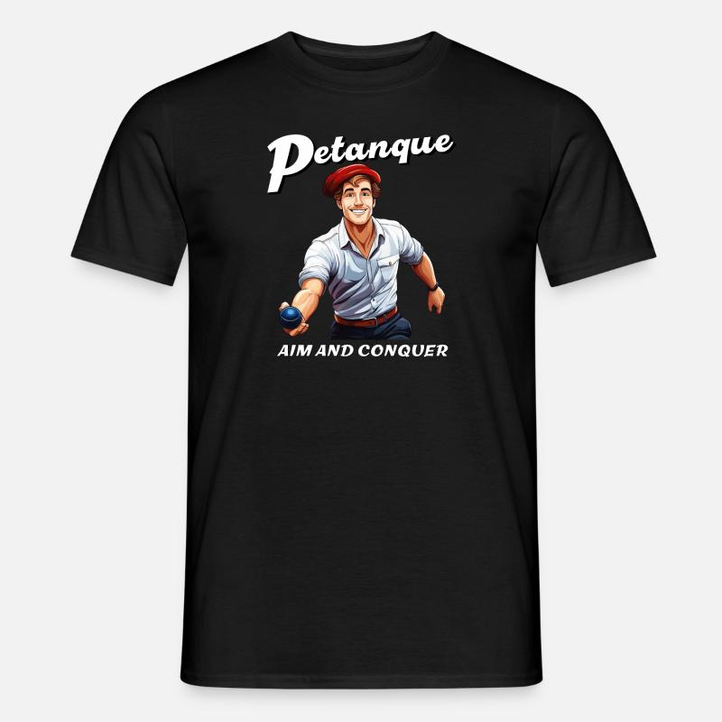PETANQUE AIM AND CONQUER - Männer T-Shirt - Schwarz