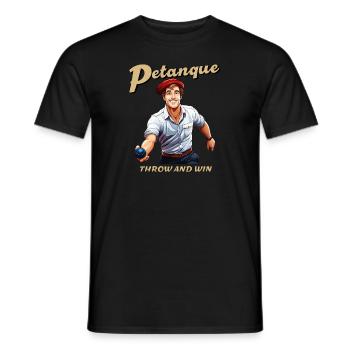 PÉTANQUE LANCER ET GAGNER - T-shirt homme - noir - Devant - AI Model Male 178 light (178cm)