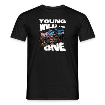 Young, Wild and 1st Birthday Boy Monster Truck - Men's T-Shirt - black - Front - AI Model Male 178 light (178cm)