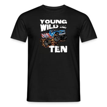 m Young, Wild and 10th Birthday Boy Monster Truck - Men's T-Shirt - black - Front - AI Model Male 178 light (178cm)