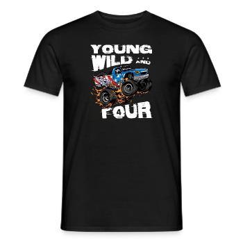 Junger, wilder und 4. Geburtstag Junge Monster Truck - Männer T-Shirt - Schwarz - Vorne - AI Model Male 178 light (178cm)