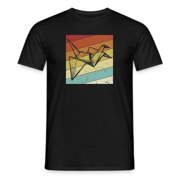 Hibou Grue en Papier Origami Rétro - T-shirt homme - noir - Devant - AI Model Male 178 light (178cm)