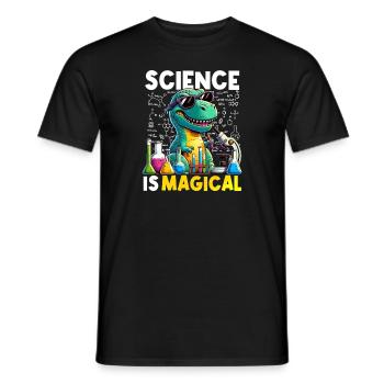 Science Is Magical Dinosaur T-rex Chemist Funny - Men's T-Shirt - black - Front - AI Model Male 178 light (178cm)