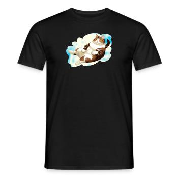 KATZE FETT LIEGT WOLKE - Männer T-Shirt - Schwarz - Vorne - AI Model Male 178 light (178cm)