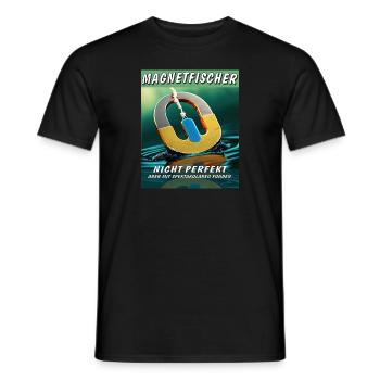 MAGNET FISCHER MIT SPEKTAKULÄREN FUNDEN - Männer T-Shirt - Schwarz - Vorne - AI Model Male 178 light (178cm)
