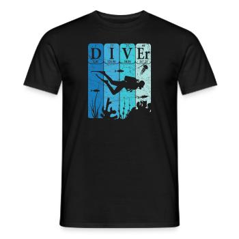 Scuba Diver Periodic Table Elements Retro - Men's T-Shirt - black - Front - AI Model Male 178 light (178cm)