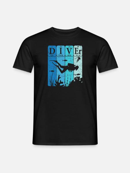 Scuba Diver Periodic Table Elements Retro - Men's T-Shirt - black