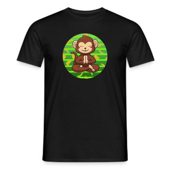 Yoga Monkey Zoo Om Meditating - Men's T-Shirt - black - Front - AI Model Male 178 light (178cm)