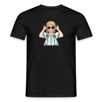 Cool girl with sunglasses and pigtails in the - Men's T-Shirt - black - Front - AI Model Male 178 light (178cm)