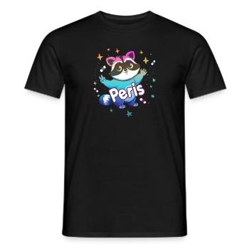 PERIS - Beautiful boy name with cute raccoon - Men's T-Shirt - black - Front - AI Model Male 178 light (178cm)