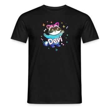 DEVI - Beau nom de garçon avec un raton laveur mignon - T-shirt homme - noir - Devant - AI Model Male 178 light (178cm)