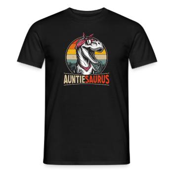 Auntiesaurus dinosaur for aunt or auntie - Men's T-Shirt - black - Front - AI Model Male 178 light (178cm)