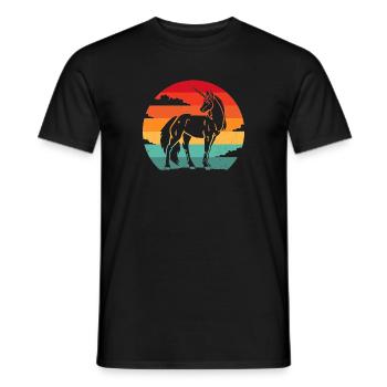 Unicorn Cool Vintage Retro Sunset Unicorn Lover - Männer T-Shirt - Schwarz - Vorne - AI Model Male 178 light (178cm)