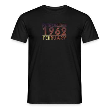 Anniversaire rétro février 1962 - Ligne de coucher de soleil - T-shirt homme - noir - Devant - AI Model Male 178 light (178cm)