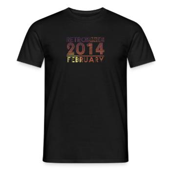 Anniversaire Rétro Février 2014 - Ligne Sunset - T-shirt homme - noir - Devant - AI Model Male 178 light (178cm)