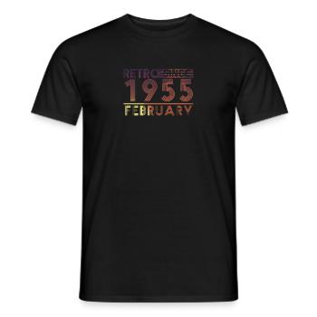 Anniversaire rétro février 1955 - Ligne de coucher de soleil - T-shirt homme - noir - Devant - AI Model Male 178 light (178cm)